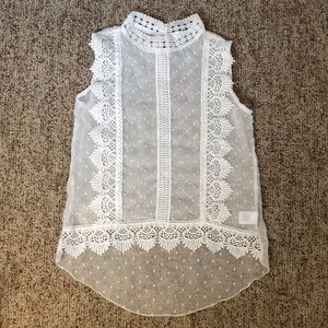 Beautees white lace sleeveless top